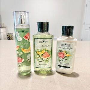Bath & Body Works Lot Cucumber Melon 3-Piece Set Mist Wash Lotion New